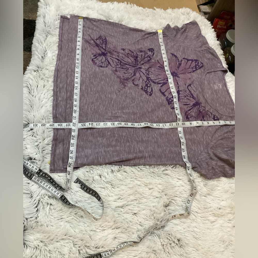 Just My Size shades of purple butterfly scoopneck shirt sleeve tee Woman’s 4X - Picture 2 of 15